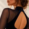 Long-Sleeved Velvet & Tulle Bodysuit – Rebeca